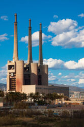 chimneys of Besos power thermal station in  Barcelona
