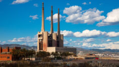 chimneys of Besos power thermal station in  Barcelona