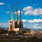 chimneys of Besos power thermal station in  Barcelona
